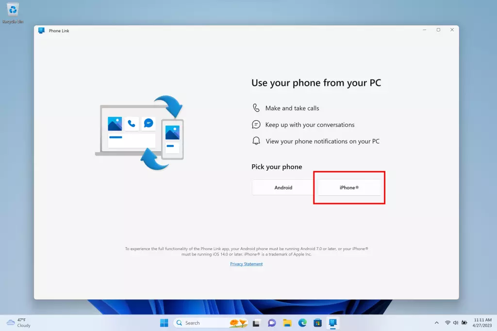 dvije velike promjene dolaze u windows 11! traka zadataka dobija novi bing koji podržava ai elemente, a phone link postaje dostupan i korisnicima iphone-a.