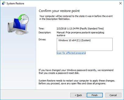 system restore
